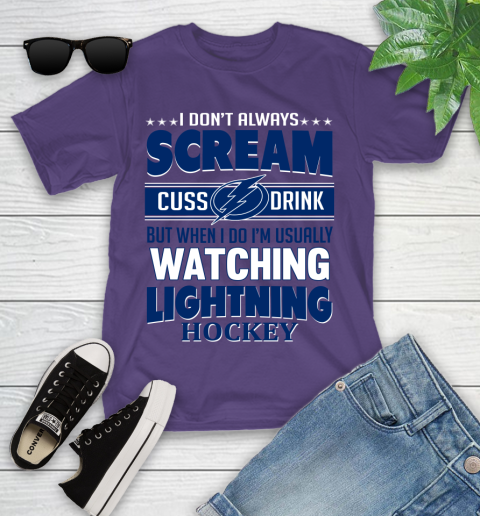 Tampa Bay Lightning NHL Hockey I Scream Cuss Drink When I'm Watching My Team Youth T-Shirt 3