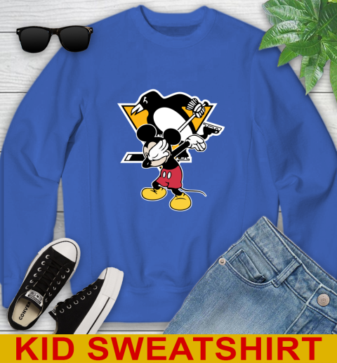 Pittsburgh Penguins NHL Hockey Dabbing Mickey Disney Sports Youth Sweatshirt 7