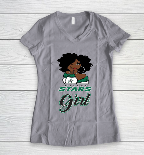 Dallas Stars Girl NHL Women's V-Neck T-Shirt 4