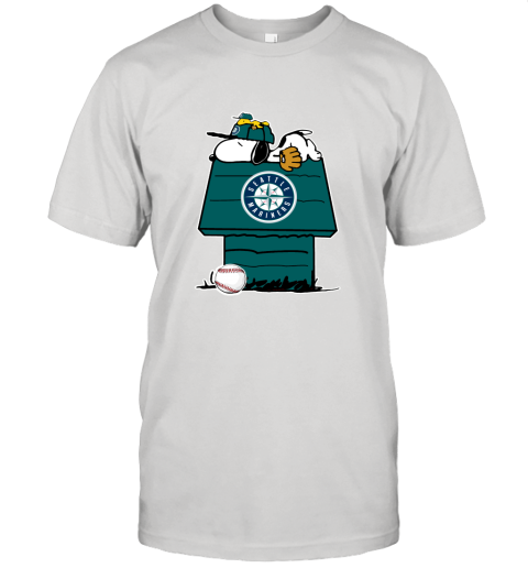 Seattle Marinerssnoopy And Woodstock Resting Together MLB Unisex Jersey Tee