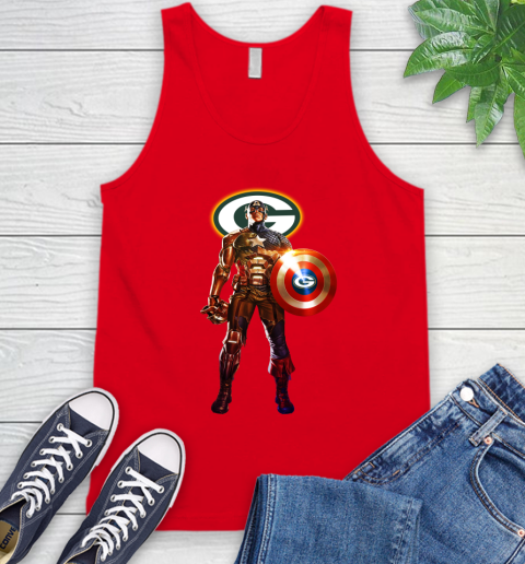 NFL Captain America Marvel Avengers Endgame Football Sports Green Bay Packers Tank Top 6