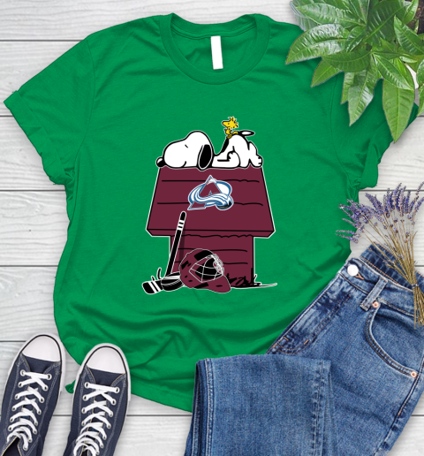 Colorado Avalanche NHL Hockey Snoopy Woodstock The Peanuts Movie Women's T-Shirt 6