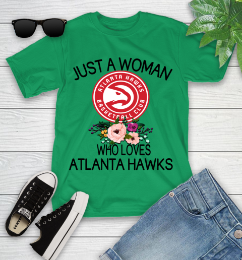 NBA Just A Woman Who Loves Atlanta Hawks Basketball Sports Youth T-Shirt 3
