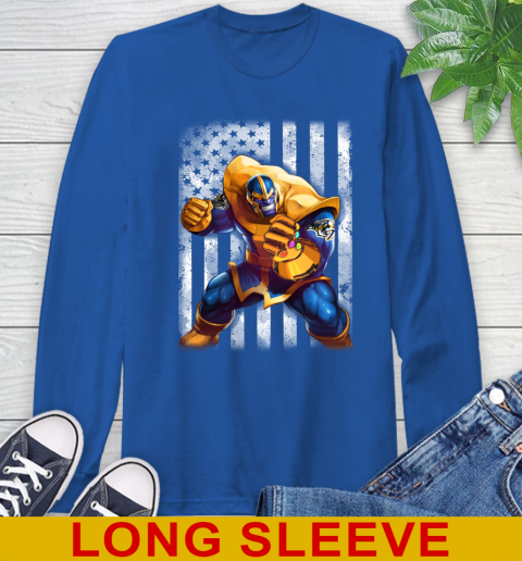 NHL Hockey Nashville Predators Thanos Marvel American Flag Shirt Long Sleeve T-Shirt 11