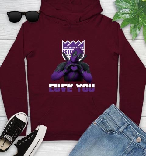 NBA Sacramento Kings Deadpool Love You Fuck You Basketball Sports Youth Hoodie 7