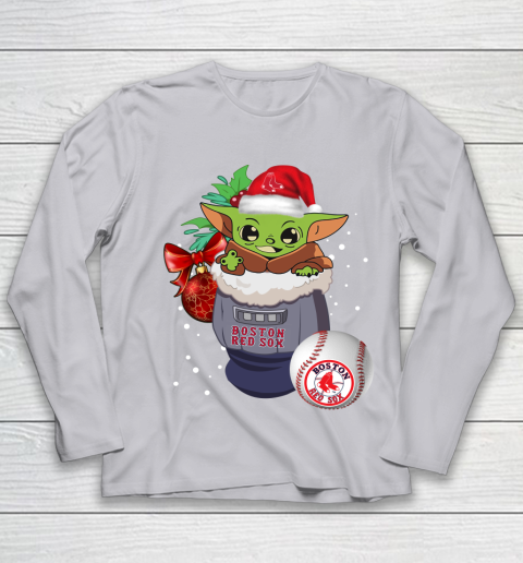 Boston Red Sox Christmas Baby Yoda Star Wars Funny Happy MLB Youth Long Sleeve 5