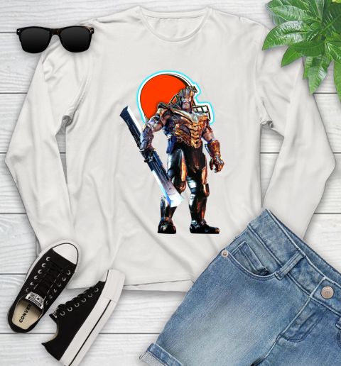 NFL Thanos Gauntlet Avengers Endgame Football Cleveland Browns Youth Long Sleeve 12