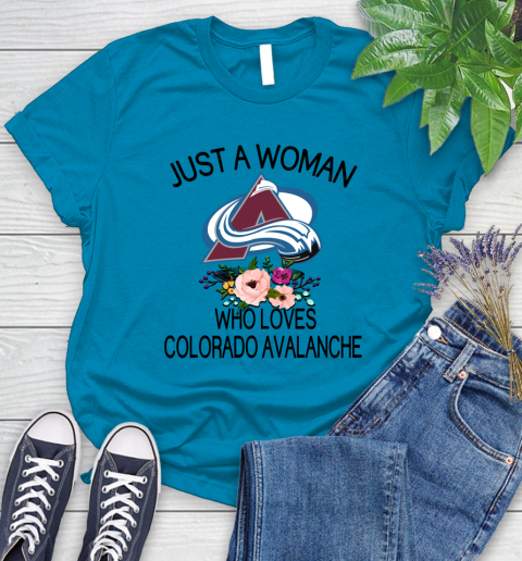 NHL Just A Woman Who Loves Colorado Avalanche Hockey Sports Women's T-Shirt 5