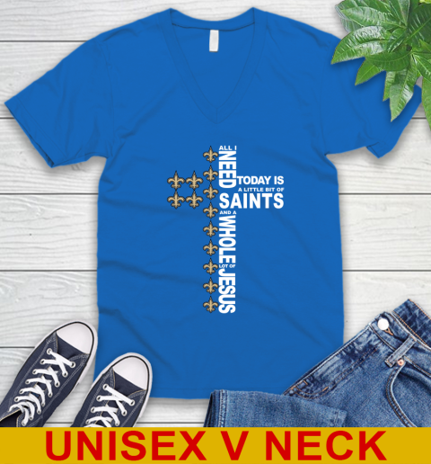 NFL All I Need Today Is A Little Bit Of New Orleans Saints Cross Shirt V-Neck T-Shirt 5