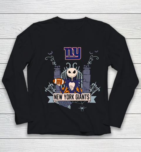 NFL New York Giants Football Jack Skellington Halloween Youth Long Sleeve