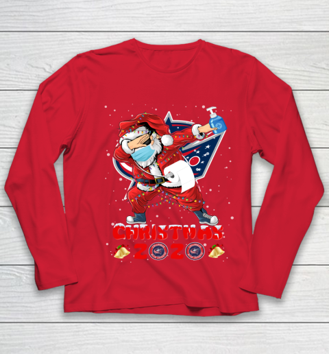 Columbus Blue Jackets Funny Santa Claus Dabbing Christmas 2020 NHL Youth Long Sleeve 8