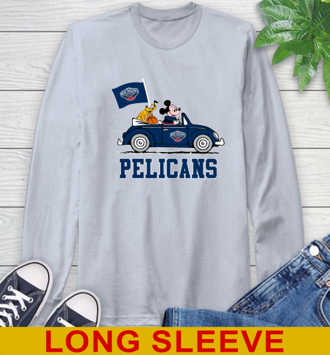 NBA Basketball New Orleans Pelicans Pluto Mickey Driving Disney Shirt Long Sleeve T-Shirt 6
