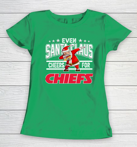 Kansas City Chiefs Even Santa Claus Cheers For Christmas NFL Women's T-Shirt 5