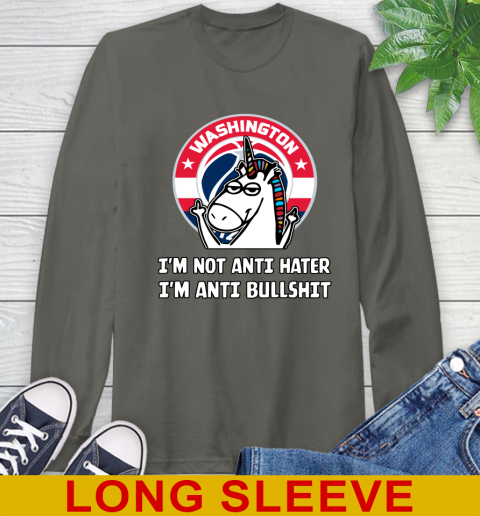 Washington Wizards NBA Basketball Unicorn I'm Not Anti Hater I'm Anti Bullshit Long Sleeve T-Shirt 8