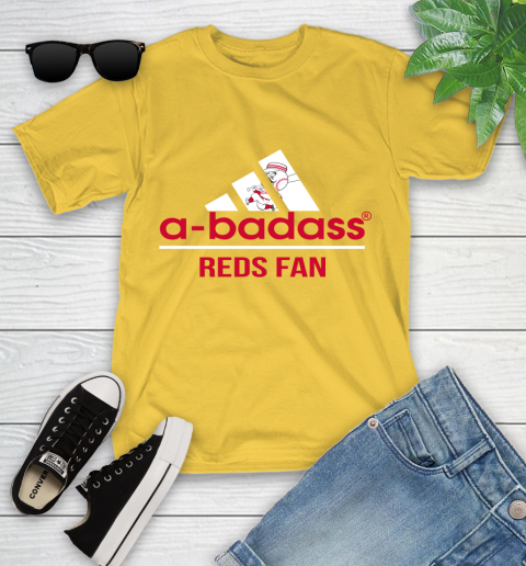 MLB A Badass Cincinnati Reds Fan Adidas Baseball Sports Youth T-Shirt 10