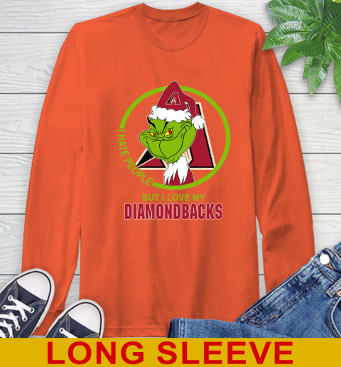 Arizona Diamondbacks MLB Christmas Grinch I Hate People But I Love My Favorite Baseball Team Long Sleeve T-Shirt 5