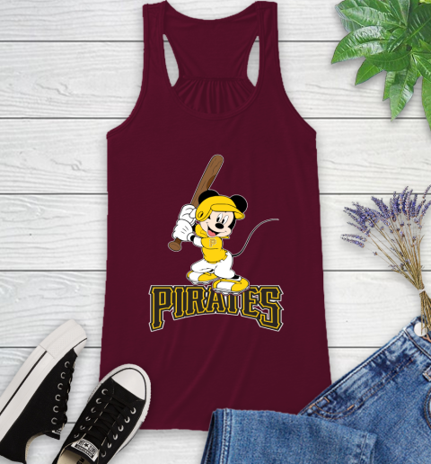 MLB Baseball Pittsburgh Pirates Cheerful Mickey Mouse Shirt Racerback Tank 3