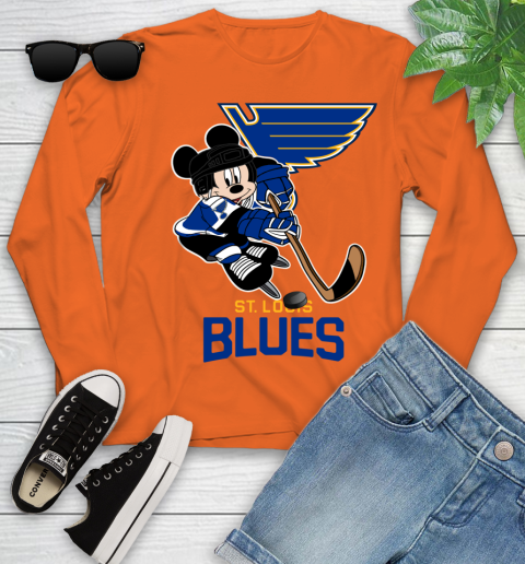 NHL St.Louis Blues Mickey Mouse Disney Hockey T Shirt Youth Long Sleeve 4