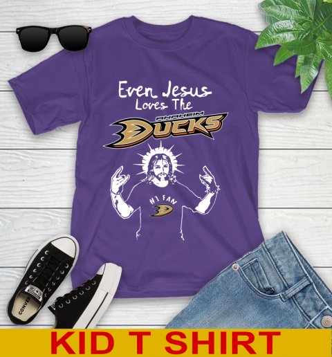 Anaheim Ducks NHL Hockey Even Jesus Loves The Ducks Shirt Youth T-Shirt 3