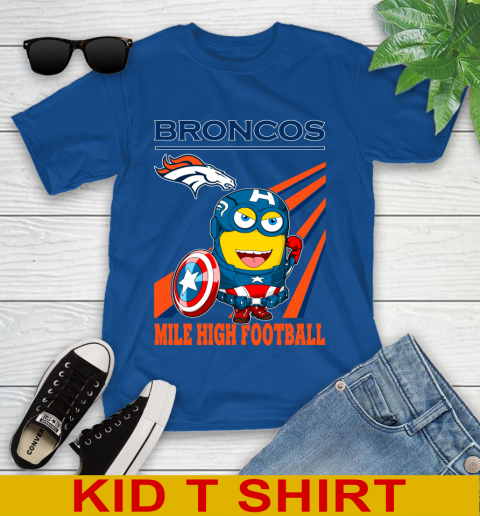 NFL Football Denver Broncos Captain America Marvel Avengers Minion Shirt Youth T-Shirt 10
