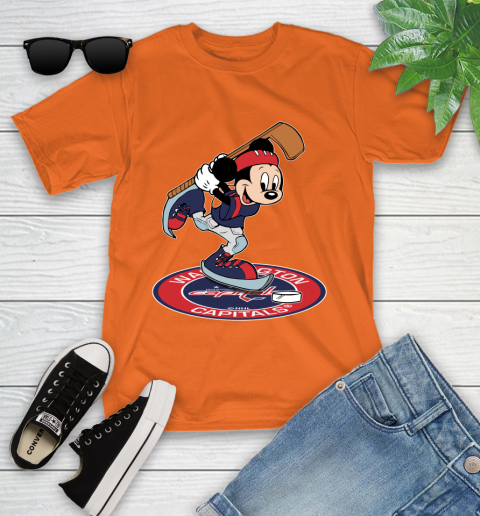 NHL Hockey Washington Capitals Cheerful Mickey Disney Shirt Youth T-Shirt 7