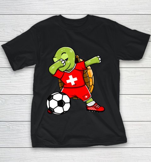 Dabbing Turtle Switzerland Soccer Fans Jersey Swiss Football Youth T-Shirt