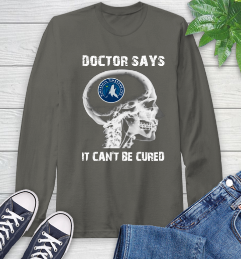 NBA Minnesota Timberwolves Basketball Skull It Can't Be Cured Shirt Long Sleeve T-Shirt 10
