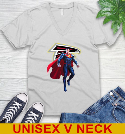 NFL Superman DC Sports Football Atlanta Falcons V-Neck T-Shirt