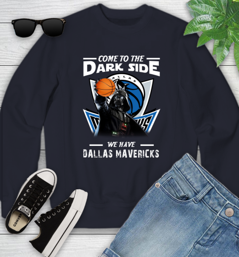 NBA Come To The Dark Side We Have Dallas Mavericks Star Wars Darth Vader Basketball Youth Sweatshirt 2