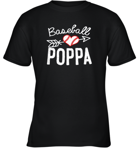Baseball Poppa Shirt Fathers Day Youth T-Shirt