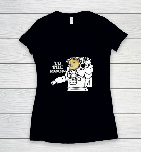 Dogecoin To The Moon Cool Women's V-Neck T-Shirt