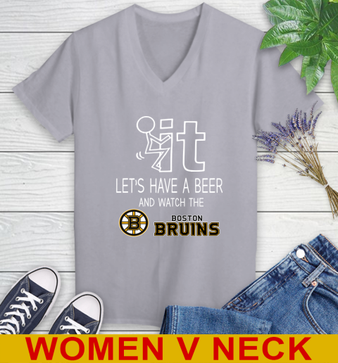 Boston Bruins Hockey NHL Let's Have A Beer And Watch Your Team Sports Women's V-Neck T-Shirt 4