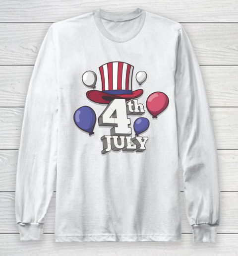 All American  US Flag Cap, 4th of July Independence Day Long Sleeve T-Shirt