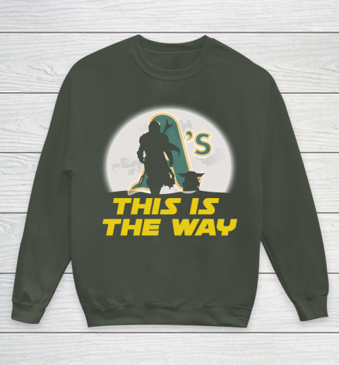 Oakland Athletics MLB Baseball Star Wars Yoda And Mandalorian This Is The Way Youth Sweatshirt 8