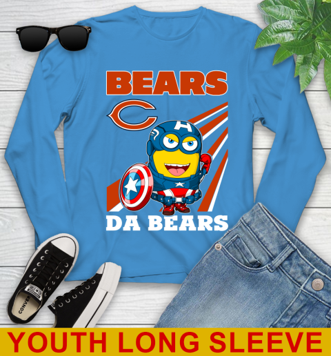 NFL Football Chicago Bears Captain America Marvel Avengers Minion Shirt Youth Long Sleeve 8