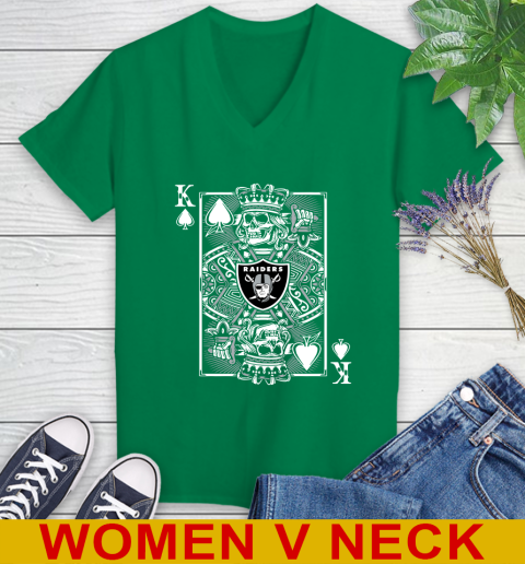 Oakland Raiders NFL Football The King Of Spades Death Cards Shirt Women's V-Neck T-Shirt 5