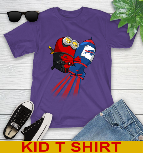 NFL Football Buffalo Bills Deadpool Minion Marvel Shirt Youth T-Shirt 3