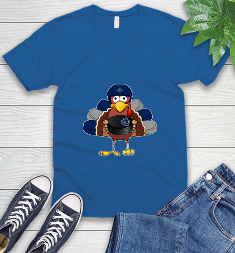 Vancouver Canucks Turkey Thanksgiving Day V-Neck T-Shirt 6