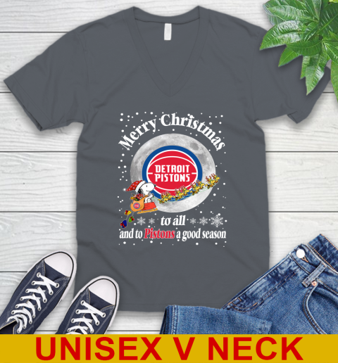 Detroit Pistons Merry Christmas To All And To Pistons A Good Season NBA Basketball Sports V-Neck T-Shirt 4