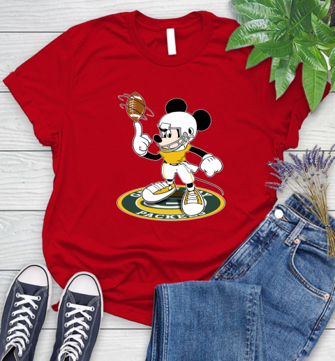 NFL Football Green Bay Packers Cheerful Mickey Disney Shirt Women's T-Shirt 11