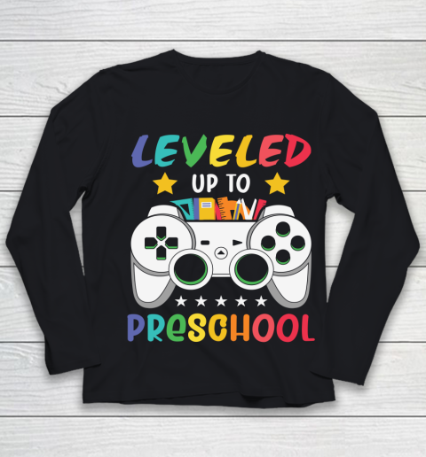 Back To School Shirt Leveled up to PreSchool Youth Long Sleeve
