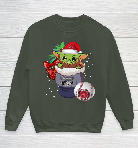Arizona Diamondbacks Christmas Baby Yoda Star Wars Funny Happy MLB Youth Sweatshirt 10