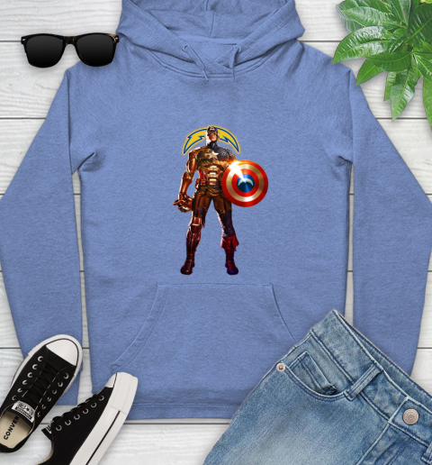 NFL Captain America Marvel Avengers Endgame Football Sports Los Angeles Chargers Youth Hoodie 12