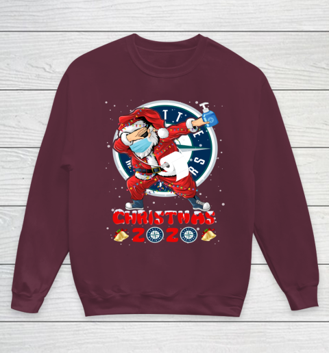 Seattle Mariners Funny Santa Claus Dabbing Christmas 2020 MLB Youth Sweatshirt 4