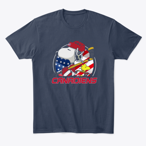r3hx montreal canadienssnoopy and woodstock nhl classic t shirt 2 front navy
