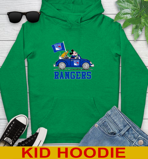 NHL Hockey New York Rangers Pluto Mickey Driving Disney Shirt Youth Hoodie 8