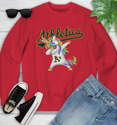 Oakland Athletics MLB Baseball Funny Unicorn Dabbing Sports Youth Sweatshirt 9
