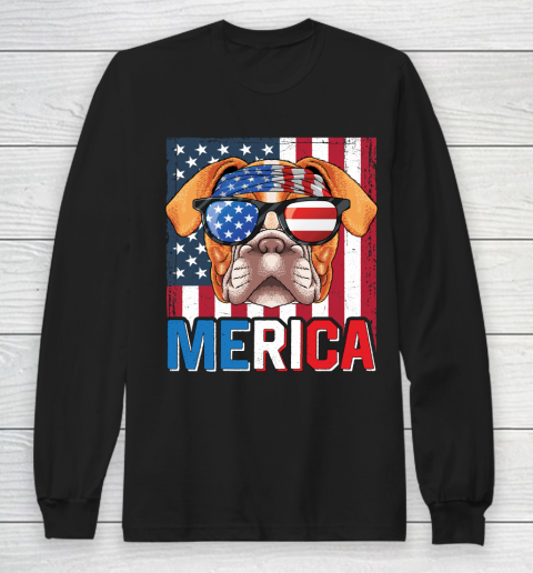 Independence Day English Bulldog Merica 4th of July Dog American Puppy Long Sleeve T-Shirt