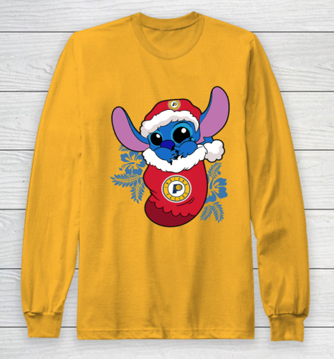 Indiana Pacers Christmas Stitch In The Sock Funny Disney NBA Long Sleeve T-Shirt 3
