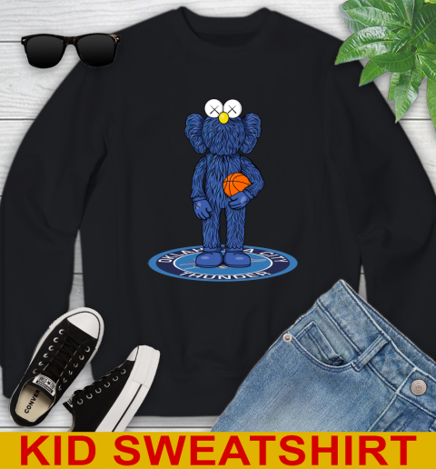 NBA Basketball Oklahoma City Thunder Kaws Bff Blue Figure Shirt Youth Sweatshirt 2